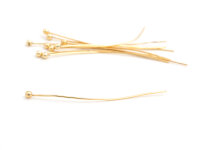 Kugelkopfstifte 39 mm aus Messing mit Gold beschichtet 10...