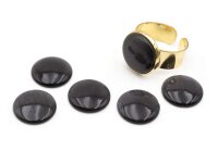 6 Cateye Cabochons in schwarz, 14 mm