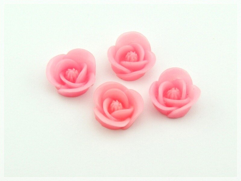 8 Cabochons in rosa als Rose gefertigt