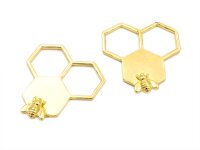 Anhänger als große Honigwabe mit Biene in gold...