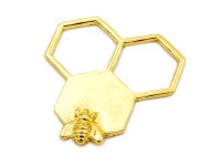 Anhänger als große Honigwabe mit Biene in gold...