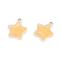 Stern Anhänger emailliert mit Glitzer goldfarben 2...