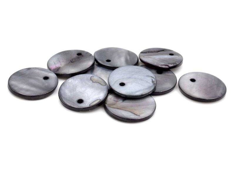 Plättchen aus Perlmutt in grau 15 mm 10er Set
