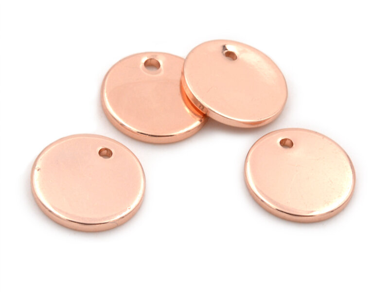 runde Plättchen aus Messing in roségoldfarben 10 mm 4 Stück