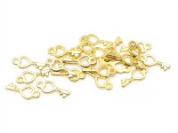 20 Schlüssel Anhänger in goldfarben, 17 mm