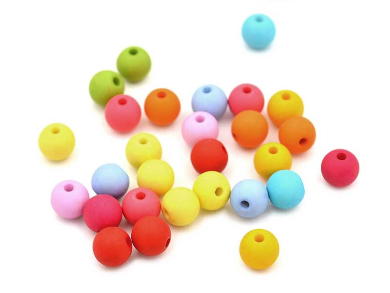 matte Perlen aus Acryl im Farbmix 8 mm 50 Stück