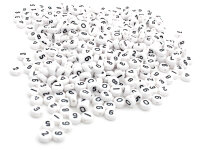 weiße Acrylperlen mit schwarzen Ziffern 250 Stück