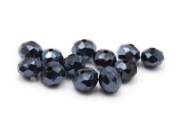 12 Glasschliffperlen in schwarz, 8 mm
