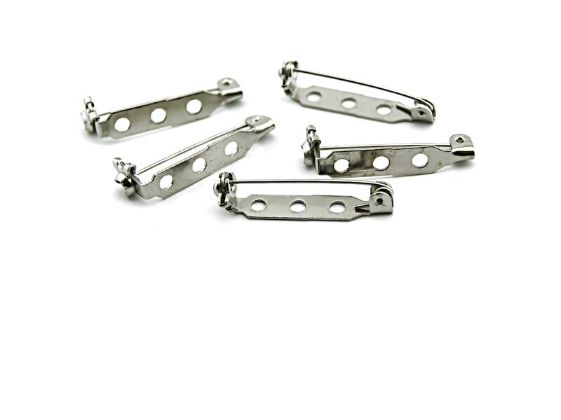 10 Broschennadeln 28 mm silber platiniert