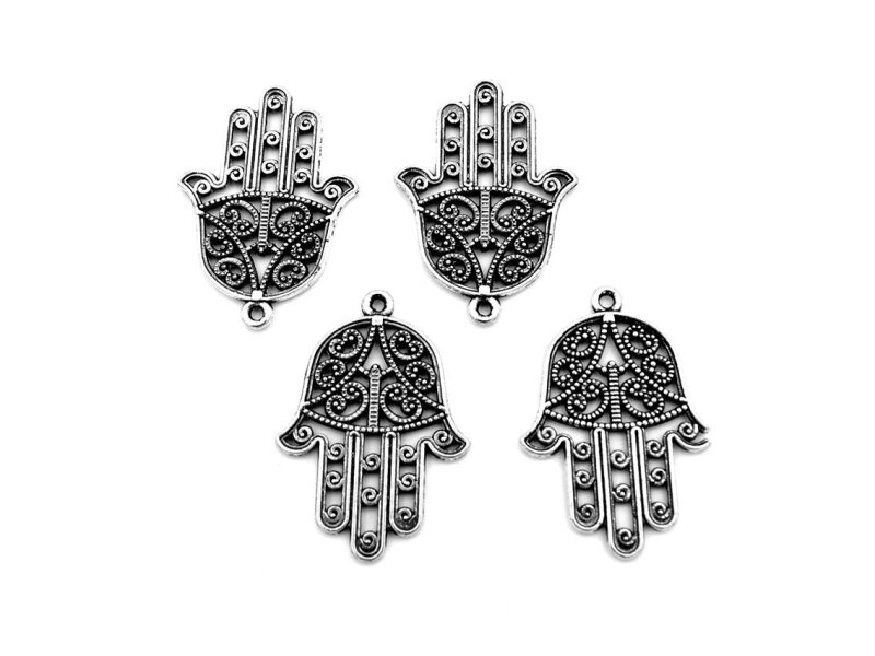 Anhänger als Hamsa Hand in antik silberfarben 4 Stück