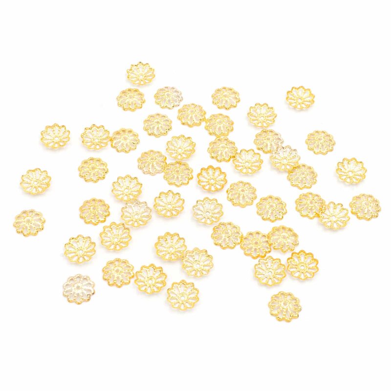 50 goldfarbene Perlkappen, 8 mm