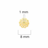 50 goldfarbene Perlkappen, 8 mm