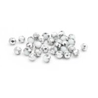 Glasschliffperlen Rondell in grau und silber 5x6mm 30...