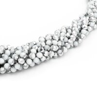 Glasschliffperlen Rondell in grau und silber 5x6mm 30...