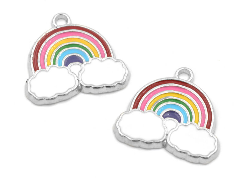 emaillierter Anhänger als Regenbogen in platinfarben 2er Set