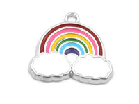 emaillierter Anhänger als Regenbogen in platinfarben...