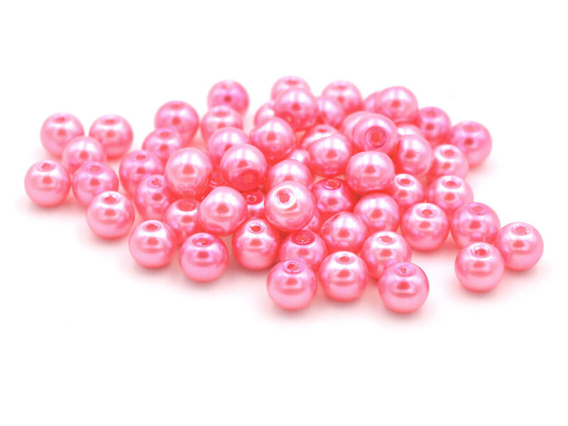 Glaswachsperlen in pink 6 mm 50 Stück