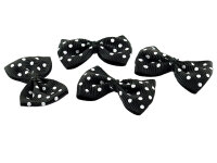 10 Stoffschleifen in schwarz mit Punkten, 4 cm