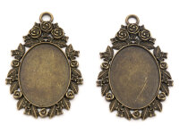 2 Fassungen für 25 x 18 mm Cabochons in Vintage bronze