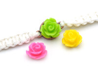 6 Cabochons im Set Röschen 10 mm grün, pink und...