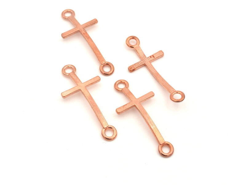 Vintage Verbinder als Kreuz in peachy roségoldfarben 4er Set