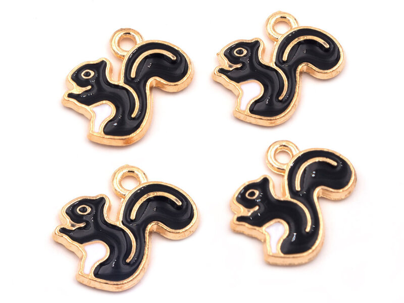 Anhänger als Eichhörnchen mit Emaille in rosegoldfarben im 4er Set