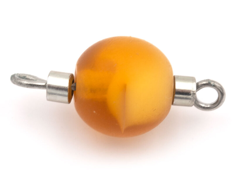 gefrostete Lampworkperle mit Verbinderstift im 4er Set in Bernstein