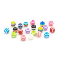 Resinperlen in bunt gestreift 8mm 20 Stück