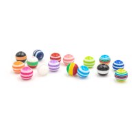 Resinperlen in bunt gestreift 8mm 20 Stück