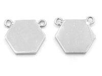 Verbinder Hexagon aus Messing in platinfarben im 2er Set