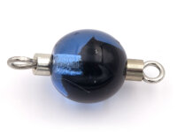 Perle in blau und schwarz im Lampworkdesign mit Verbinderstift im 4er Set
