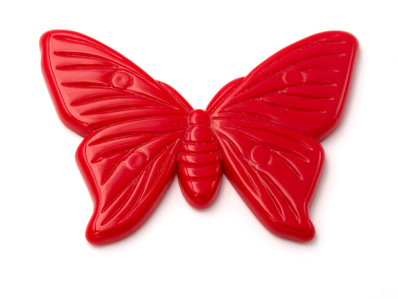Schmetterling aus Vintage Kunststoff in rot 7 x 5 cm