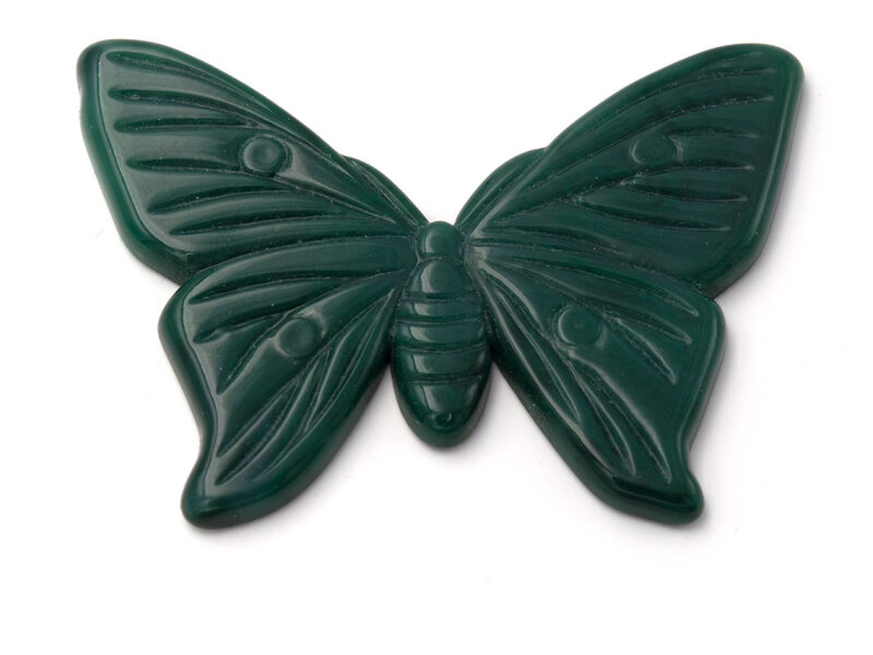 Schmetterling aus Vintage Kunststoff in waldgrün 7 x 5 cm