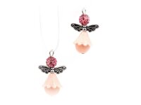 Perlenengel mit Strasssteinen in rosa und antik...
