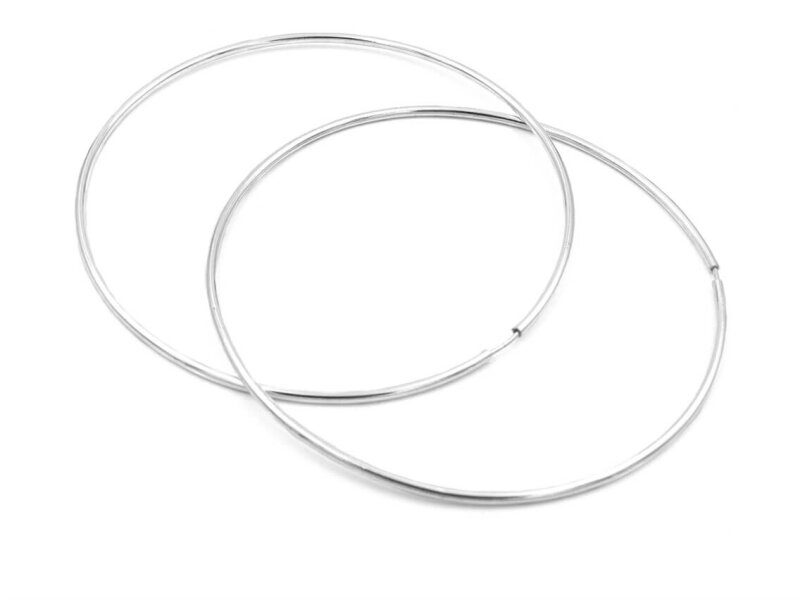 schmale Creolen aus 925 Sterling Silber 85 mm 2 Stück