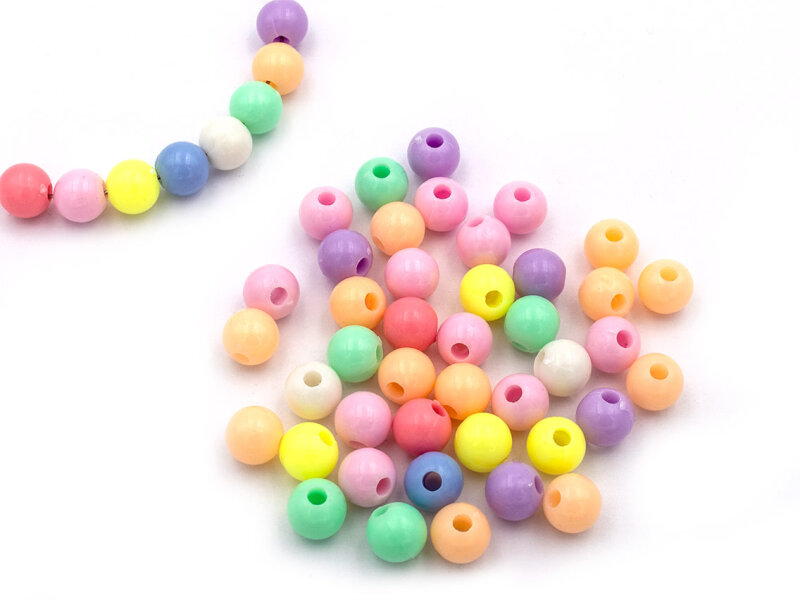 Acrylperlen im Pastell Farbmix 8 mm 50 Stück