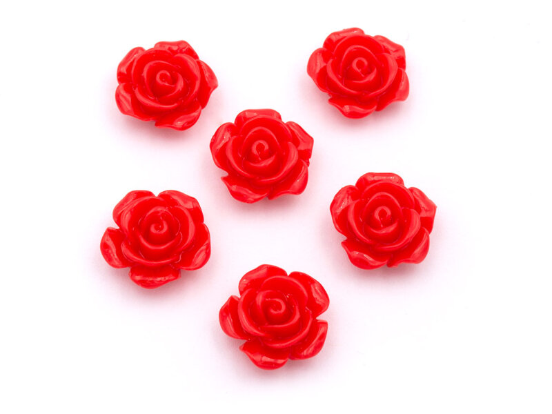 filigrane Cabochons als Rose in rot 15 mm 6 Stück