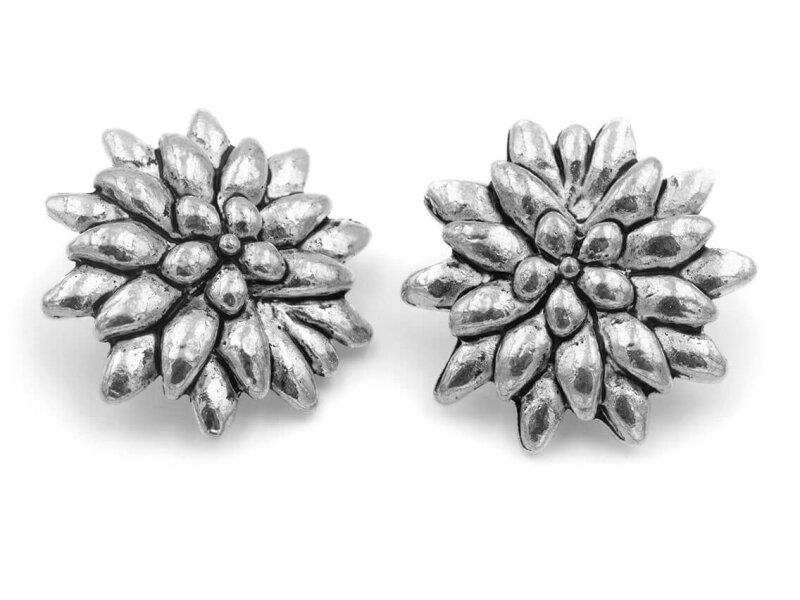 Knöpfe als Edelweiß in antik silberfarben 23,5mm, 2 Stück