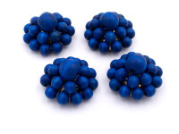 kleine Perlenblume aus Holz in royalblau 4 Stück