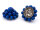 kleine Perlenblume aus Holz in royalblau 4 Stück