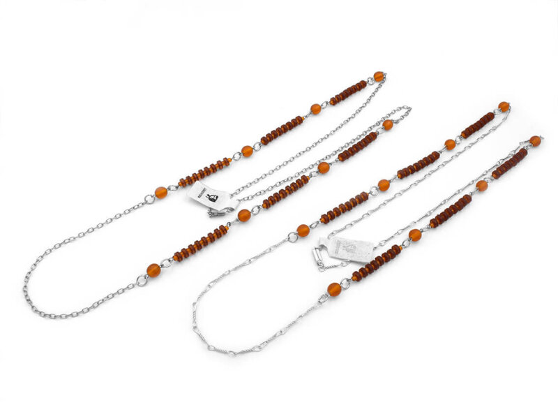 Retro Gliederkette mit Perlenelementen in orange
