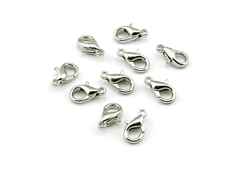10 Karabinerverschlüsse silberfarben platiniert, 10 mm