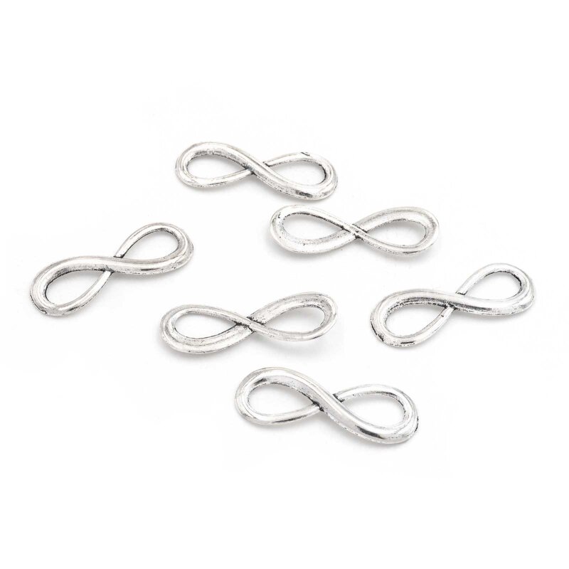 Verbinder als Infinity in antik Silberfarben, 24mm, 6 Stück