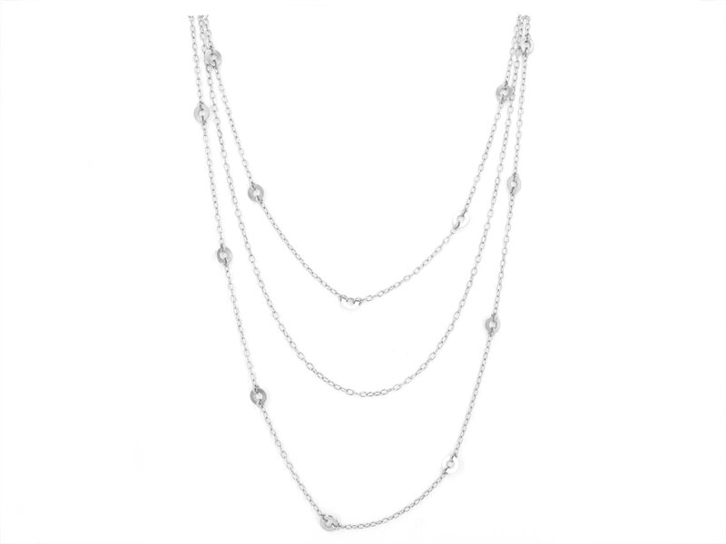 Gliederkette als Layer mit 3 Strängen und Ornamenten 90cm