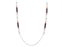 Retro Gliederkette mit Perlenelementen in amethyst und camel
