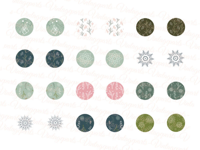 Motivbogen Wintereleganz für runde 12 mm Cabochons
