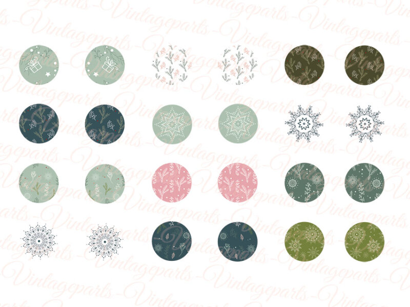 Motivbogen Wintereleganz für runde 14 mm Cabochons