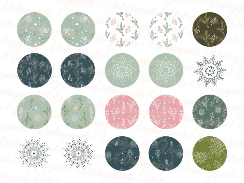 Motivbogen Wintereleganz für runde 20 mm Cabochons