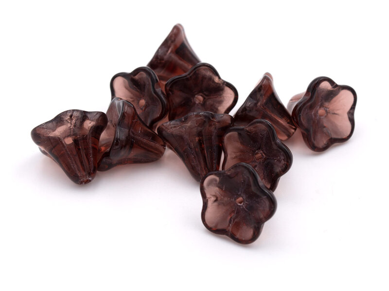 10 Glasblumen in violett, 12 mm