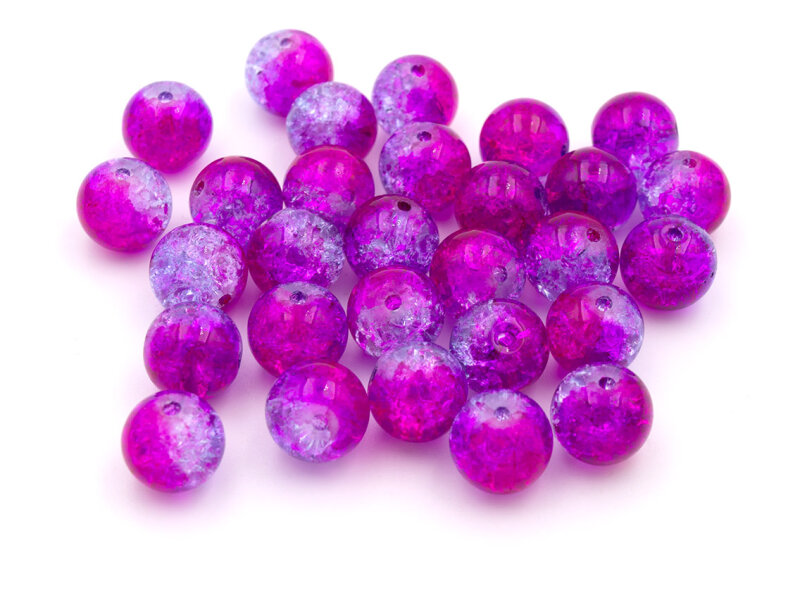 Crackleglasperlen in magenta und weiß 10 mm 30 Stück